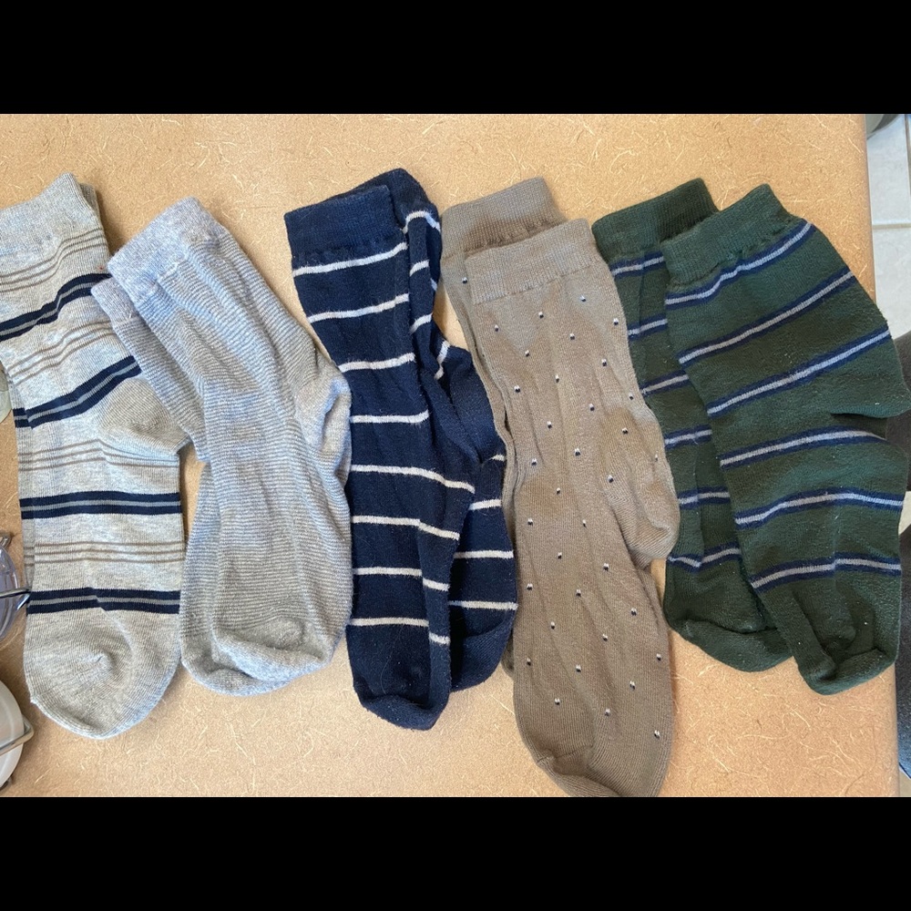 Lot of 5 crew socks from S. Korea. Cotton.